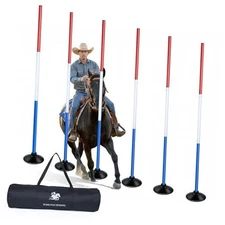 6 Pcs 6FT Pole Bending Poles for Horses, Adjustable With weighted base