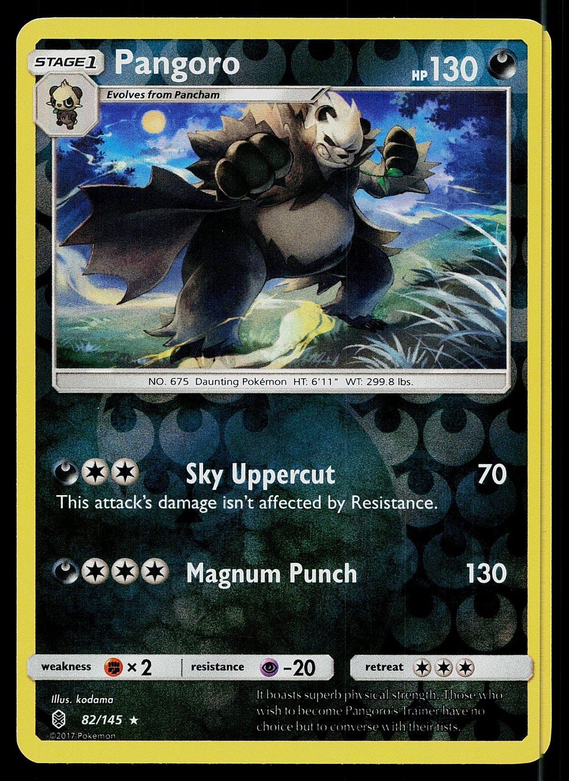Pokemon Card Guardians Rising Pangoro 82/145 Rare Reverse Holo