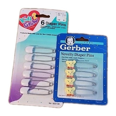Gerber & Kids 2 Grow Diaper Pins 2 Packs Sealed 10 Pins Total Yellow Bears White