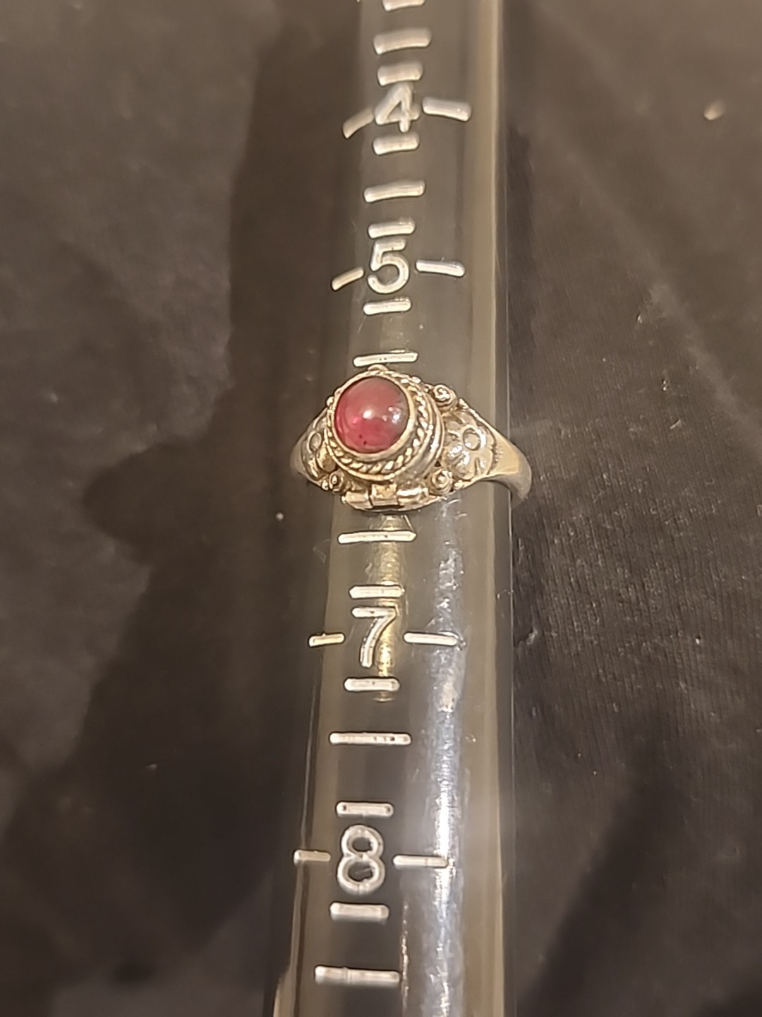 Vintage 925 Sterling Silver Ruby Red Stone Ring O… - image 13
