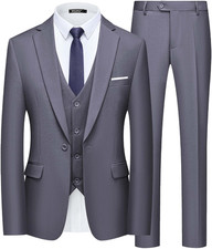 Men's Slim Fit 3-Piece Suit Set - Blazer, Vest  Pants for Weddings  Business