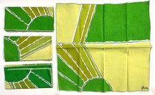 Set of 4 Vera Neumann Vintage Cotton Napkins Green Sun Mod White Retro