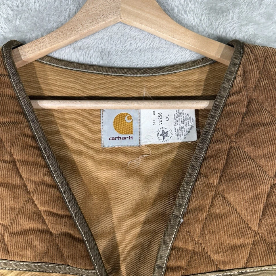 VTG Carhartt Vest Mens 2XL Brown Full Zip Canvas Hunting Field Duck VU256 90s - Image 4 of 4