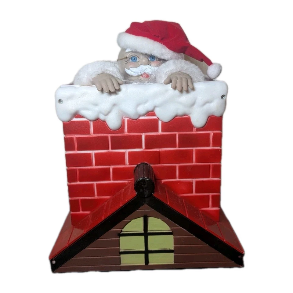 Vintage Santa Coming Out Of Chimney Animated Musical Figure 1995 Christmas CB28