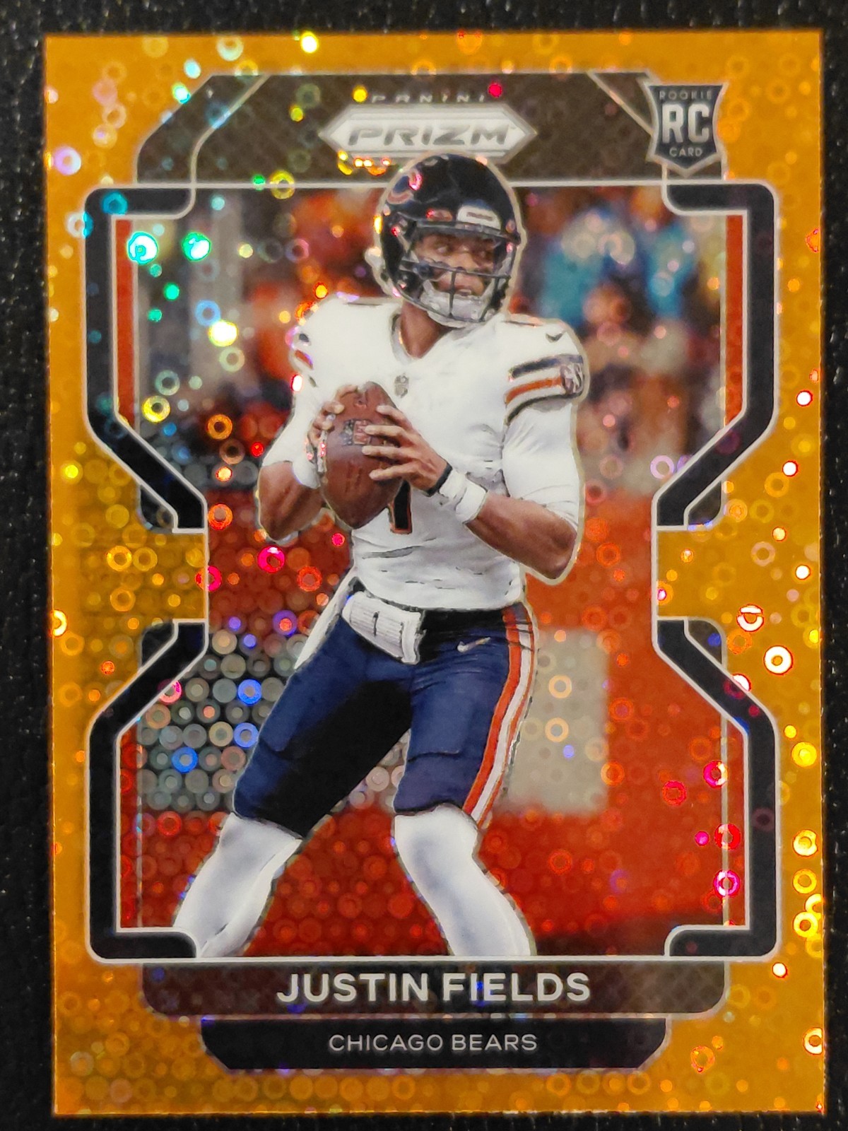 2021 Panini Prizm Justin Fields RC Rookie Orange Disco Prizm #334