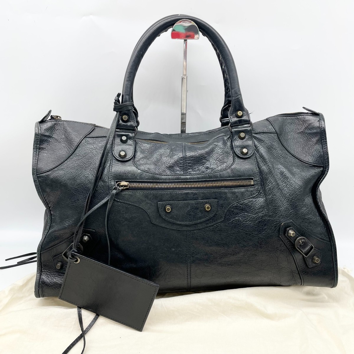 BALENCIAGA The Work bag Handbag Black Leather Tote 132110 Y2K