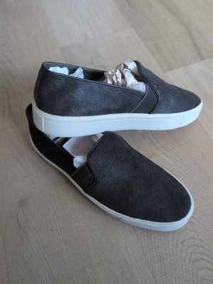 VINCE Berlin Womens Shoes Size 10M Calf Hair Gray Slip-On Platform Sneakers NEW