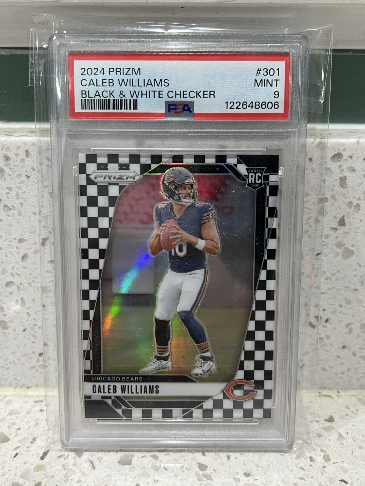 Panini 2024 Prizm Rookies Caleb Williams #301 Black & White Checker RC PSA9 MINT