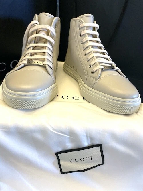 Baskets haut parleurs MiroSoft pour hommes Gucci 43300 en cuir gris clair taille Royaume Uni 5 États Unis 5,5