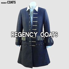 New Men Pirate Black Wool Frock Coat Captain Frock Coat Steampunk Victorian Coat