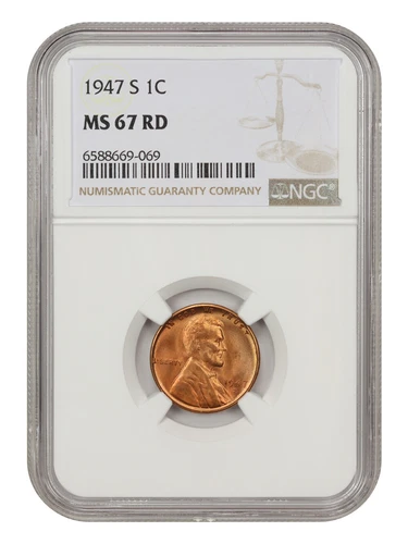 1947-S 1c NGC MS67 RD
