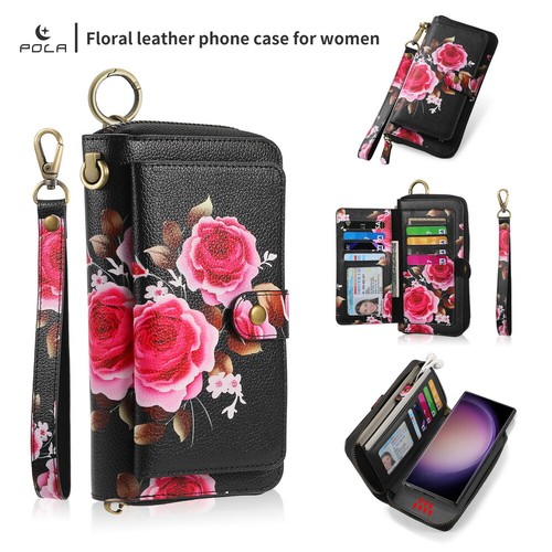 Large Capacity Wallet Handbag Removable Phone Cover For Samsung S22 S23 S24 Case - Picture 18 of 84