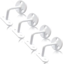 Pack of 4 Handrail Brackets for Stairs, White Wall Mountable Bannister