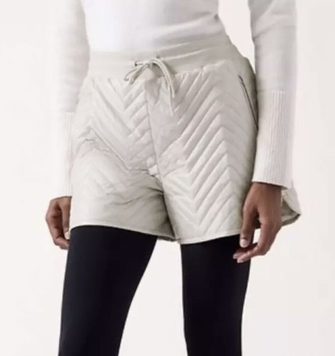 ATHLETA Apres Ski Shorts Size 10 Warm DOWN Cream Hiking Climbing Cold MSRP $89