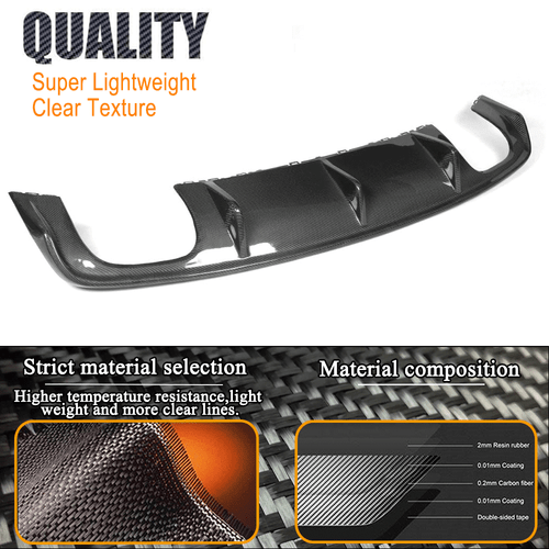 Carbon Heckdiffusor Heckansatz Diffusor Ansatz Passt für Audi A3 8V S3 2013-2016 - Picture 7 of 10