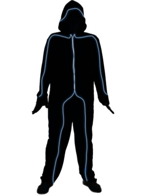 Aqua Light Up E.L. Party Wire Stickman Adult's Costume