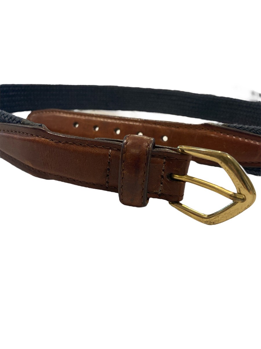 Vintage Cole Haan Woven Braided Navy Blue Fabric Leather  display picture 2