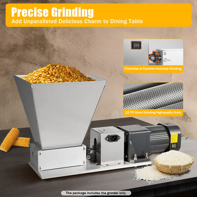 Electric Grain Mill Grinder Corn Wheat Barley Grinding Machine+4 Hopper+2 Roller