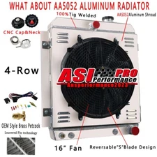 4Row Radiator Shroud Fan For 1947-1954 Chevy Truck 3100 3600 3700 3800 3900 3.8L