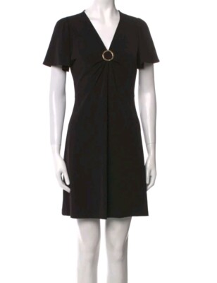 Michael Kors Little Black Dress Small Gold Embellishment Ruffle | eBay
