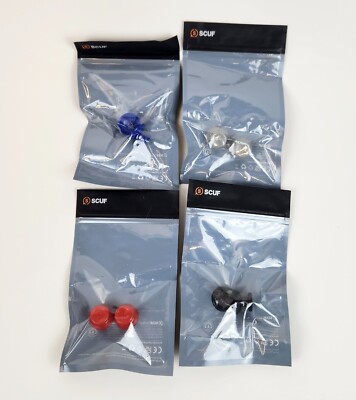 Lot of 4 Scuf Gaming 2-Pack Thumbsticks Short & Concave - Black, Red, Blue, Gray