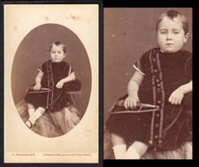 HORSE WHIP in-HAND SAD SENSITIVE VELVET LONDON GIRL ~ 1800s ENGLAND CDV PHOTO
