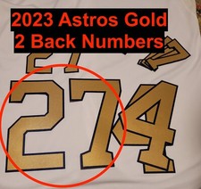 TWO Back Numbers 2023 Gold Houston Astros Jersey lettering Championship patch