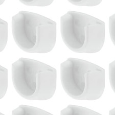 4 x White Rail End Supports Brackets Use with Oval Wardrobe Poles 20Mm