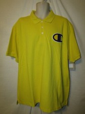 mens champion polo shirt XL nwt yellow embroidered BIG C