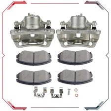 Front Brake Calipers w/Ceramic Pads Accessories Kits For 2006-2010 Kia Optima