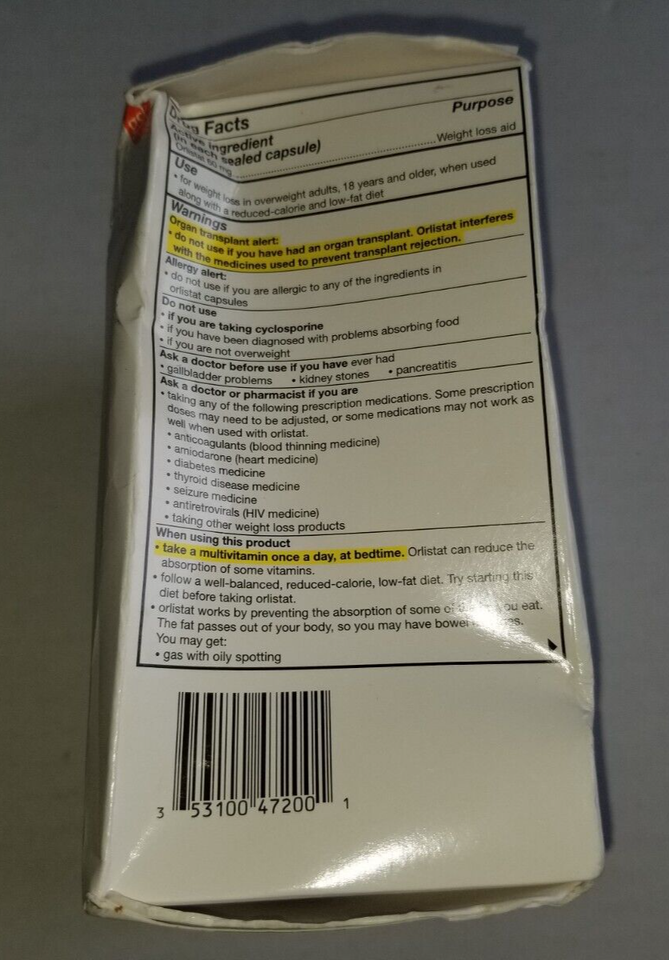 alli Orlistat 60 mg Capsules Weight Loss Aid, 170 Capsules Refill Pack