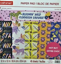 BLOOMING WILD MIX or MATCH (2 Pads) Craft Smart 12"x12" Paper Pad Cardstock