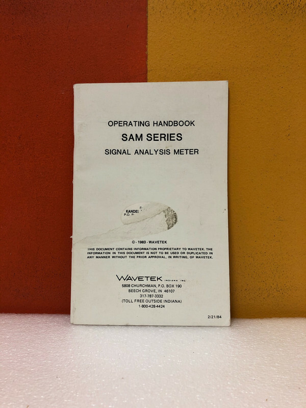 Wavetek Sam Series Signal Analysis Meter Operating Handbook