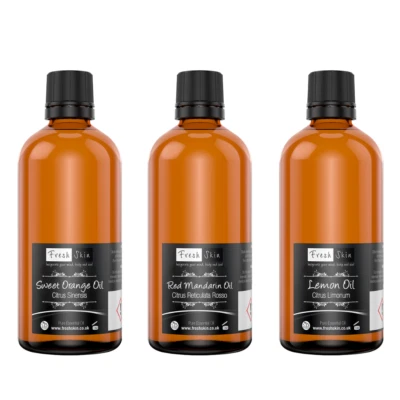 FRESHSKIN 100ml Essential Oil Trio Bundle – Sweet Orange, Lemon and Red Mandarin