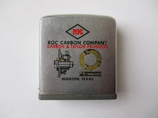 VINTAGE? ZIPPO ADVERTISING TAPE MEASURE ROC CARBON COMPANY HOUSTON TEXAS