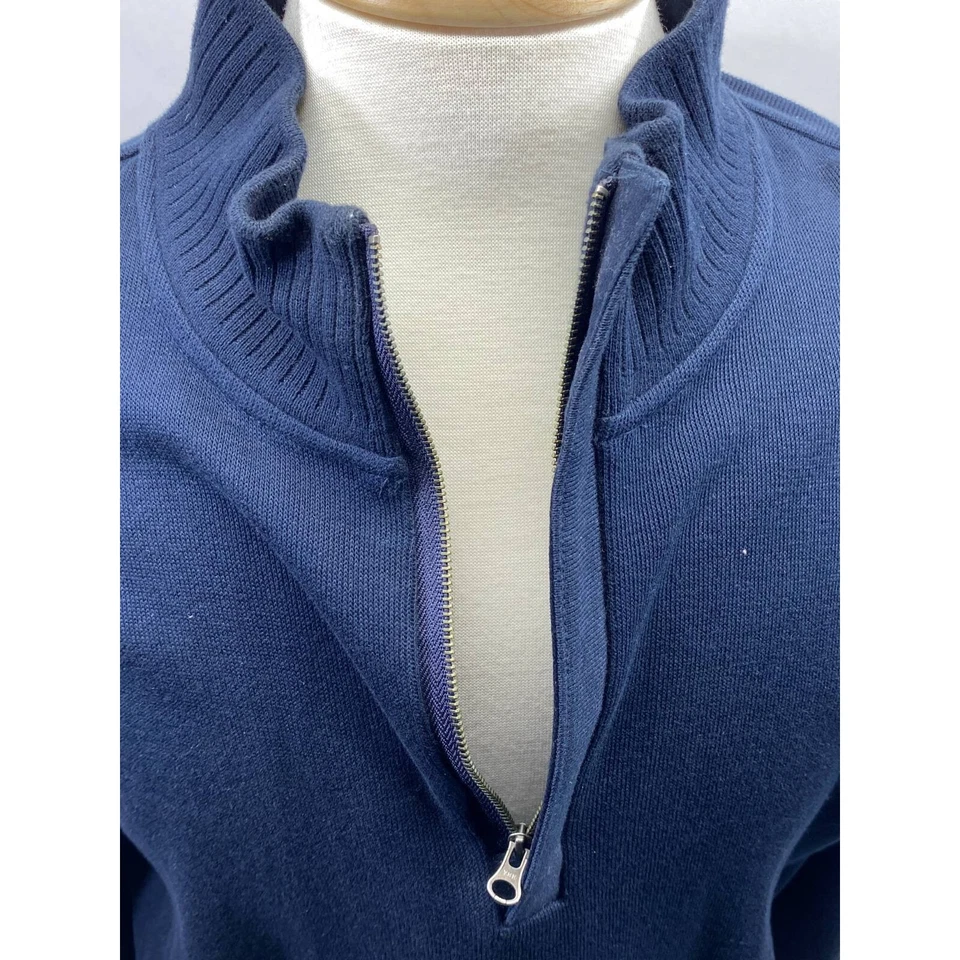 Cutter & Buck Mens Pullover Sweater Blue Mock Neck 1/2 Zip Long Sleeve L - Image 3 of 4