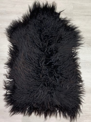 Unique Curly Black Sheepskin Rug Pelt Genuine Natural Soft Best Seat Cover Hide - Picture 4 of 8