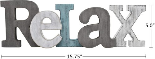Wooden Relax Sign Aqua Hanging Block Letters Sign Rustic Freestanding Wood Sign - Picture 6 of 7