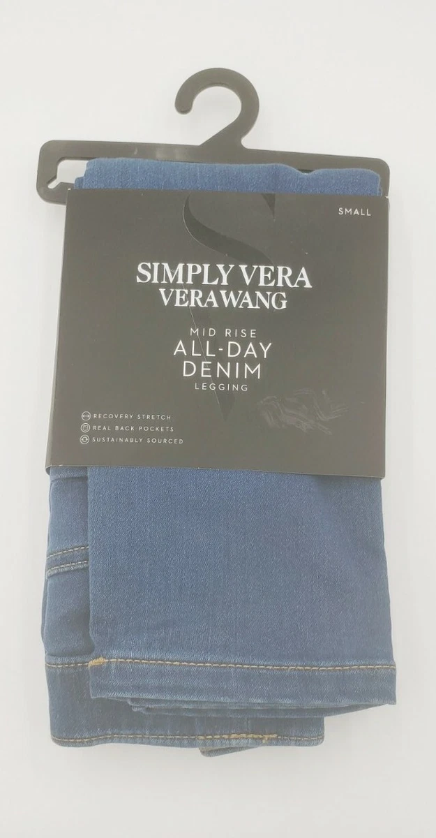 Simply Vera Vera Wang Mid Rise All-Day Denim Legging Blue Small New