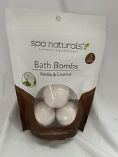 Spa Naturals Luxury Collection Bath Bombs Vanilla  Coconut 3 Fizzies NIP