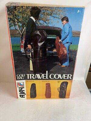 Vintage AJAY Golf Bag Travel Cover in Box Black Vinyl 20385 Travel Cover