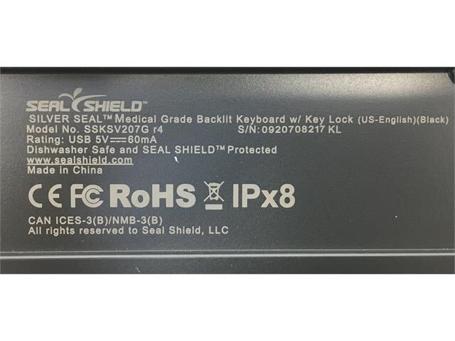 Seal Shield SSKSV207G Keyboard Silver Glow Medical Washable Waterproof Backlit