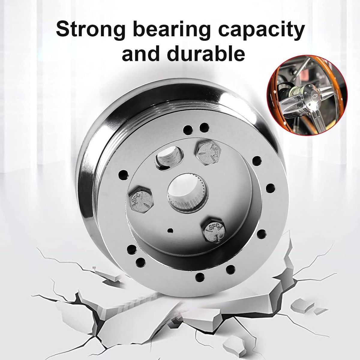 5 & 6 Hole Polished Steering Wheel Hub Adapter – Flaming River / Ididit Style – For GM Chevy