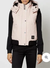 Moose Knuckles Lexington Hooded Cotton-Blend Down Vest Rose Smoke Pink S/P