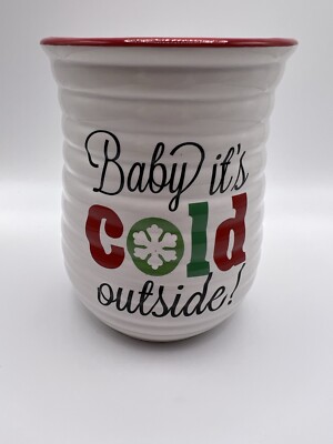 Right Hand Warmer Mug Coffee/Cocoa 16 Oz White/Red   Baby it's cold outside 