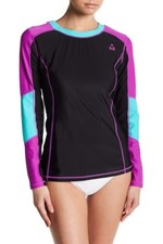 Gerry Women's L Colorblock UV Paddle Board Rash Guard Long Sleeve Shirt Top