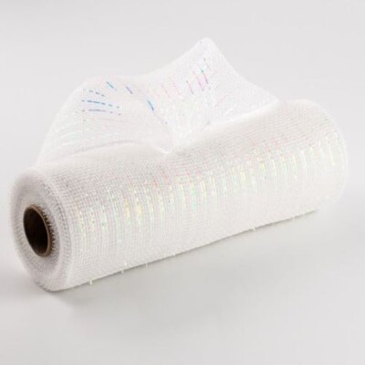 Poly Deco Mesh Wide Foil Iridescent White 10: x 10 Yards
