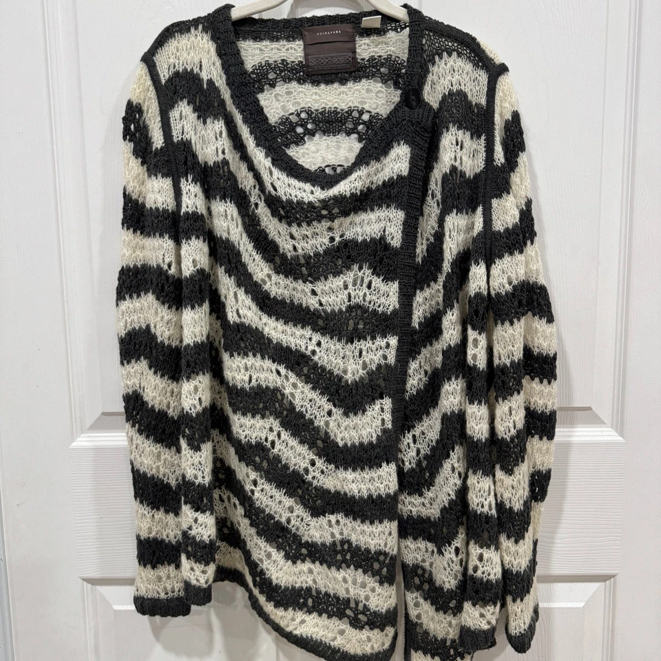 Cárdigan Suéter Guinevere Anthropologie Mezcla Mohair Rayas Tejido XL Foto 2 de 4