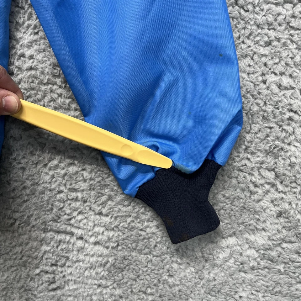 Jaqueta masculina vintage GM Service Parts XL azul acolchoada com zíper listra de corrida Chevy anos 90 - Imagem 4 de 4