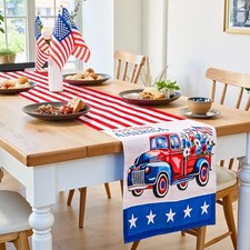 4th of July Table Runner, 13 17 Inch Patriotic Table Runner God Bless America